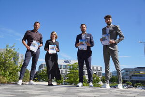 Foto (AGIT mbH) - v. l. n. r.: Nicolas Gastes, Nina Walkenbach, Sven Pennings, Nils von Hoegen