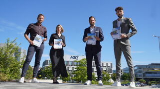 Foto (AGIT mbH), v. l. n. r.: Nicolas Gastes, Nina Walkenbach, Sven Pennings, Nils von Hoegen