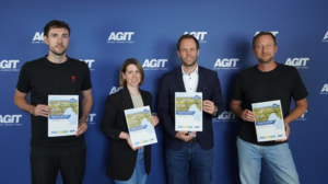 Foto (AGIT mbH) - v. l. n. r.: Nils von Hoegen, Nina Walkenbach, Sven Pennings und Nicolas Gastes
